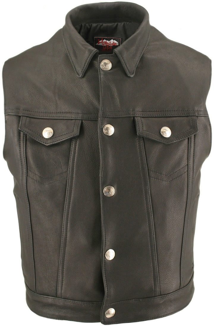 Men's Denim Style Vest With Collar
