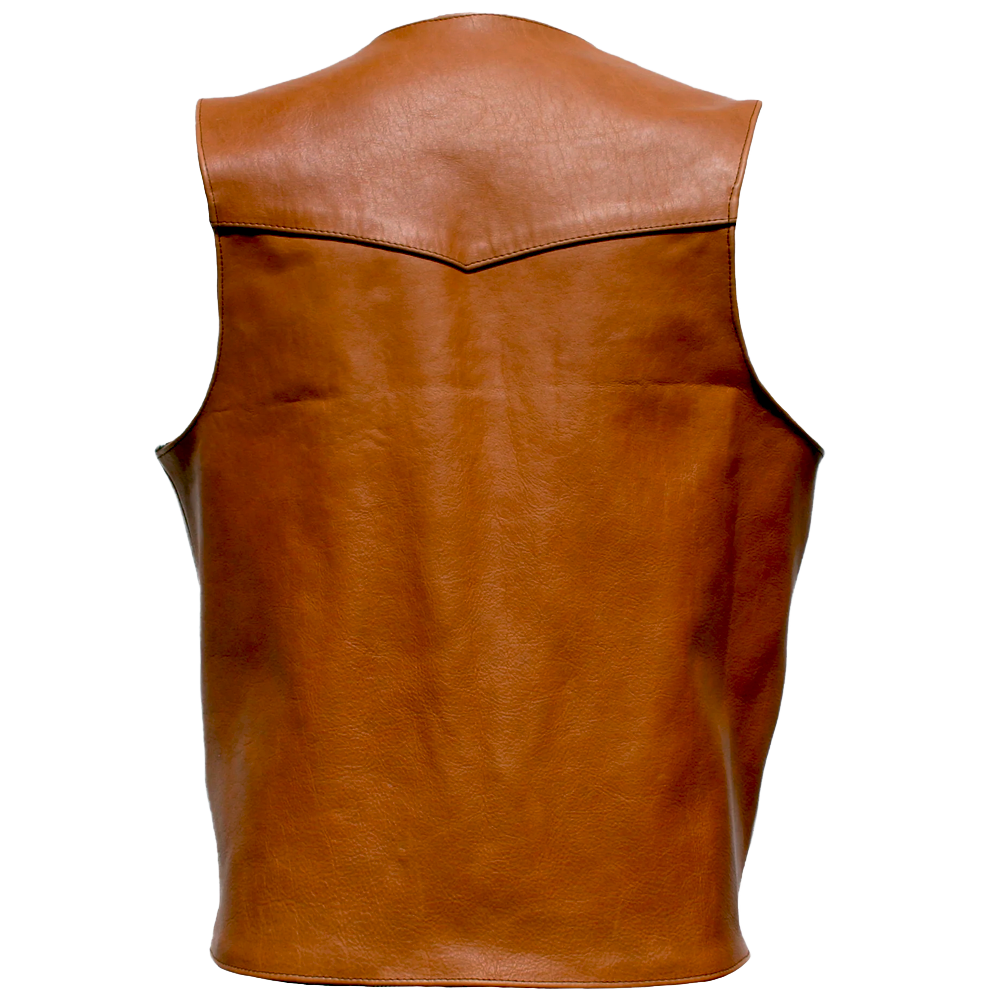 Men's Western Style Brown American Bison Leather Vest