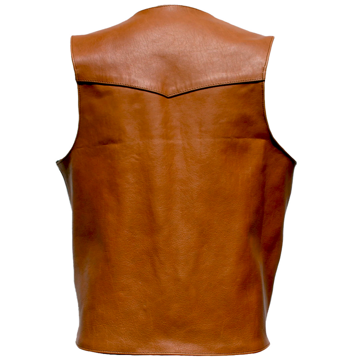 Men's Western Style Brown American Bison Leather Vest