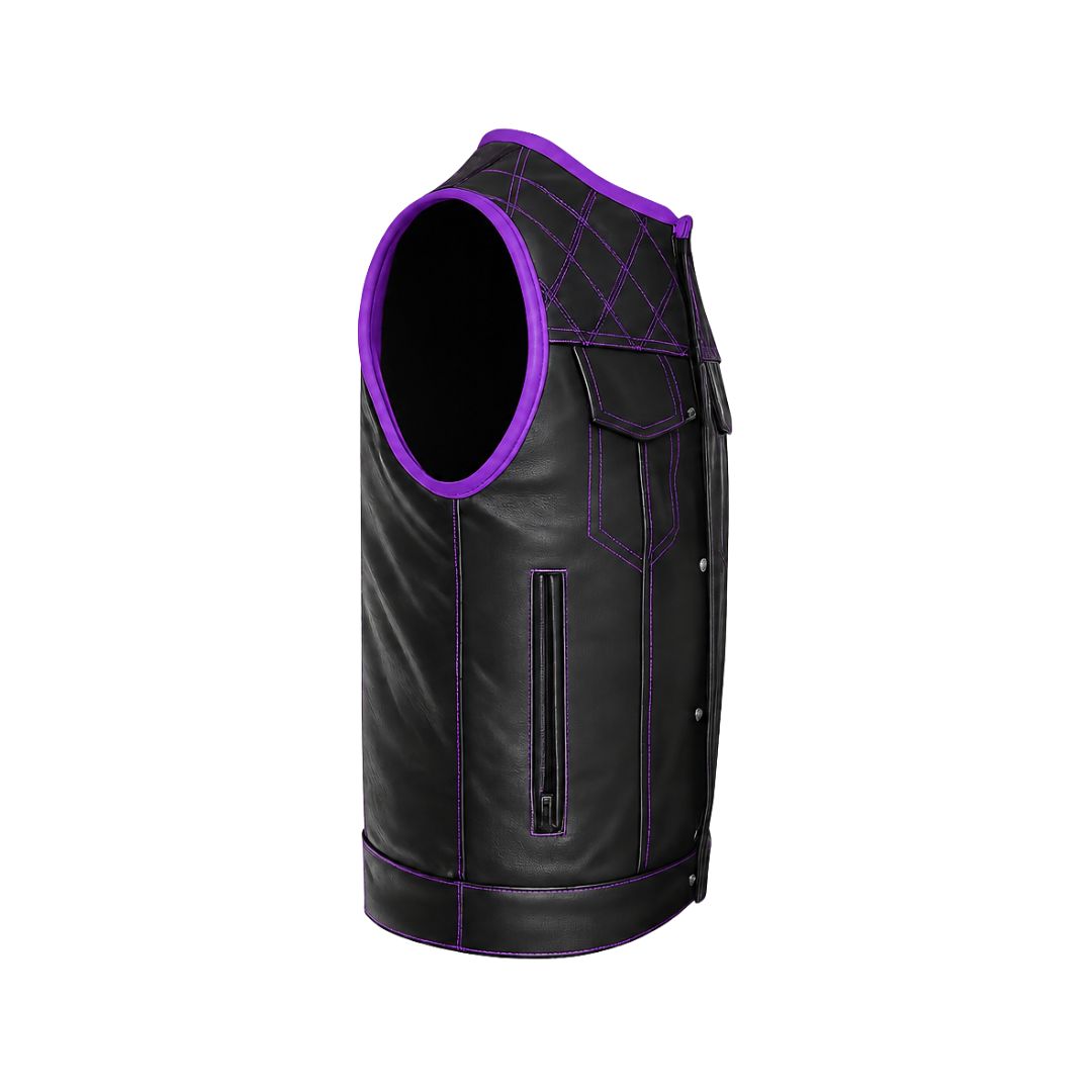 All Leather Double Diamond  Club Vest