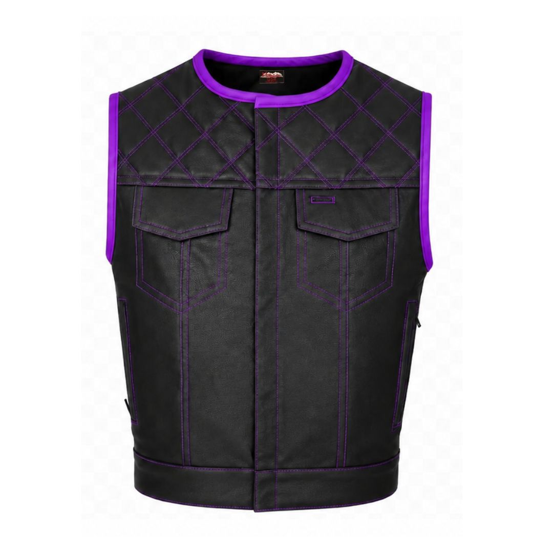 All Leather Double Diamond  Club Vest