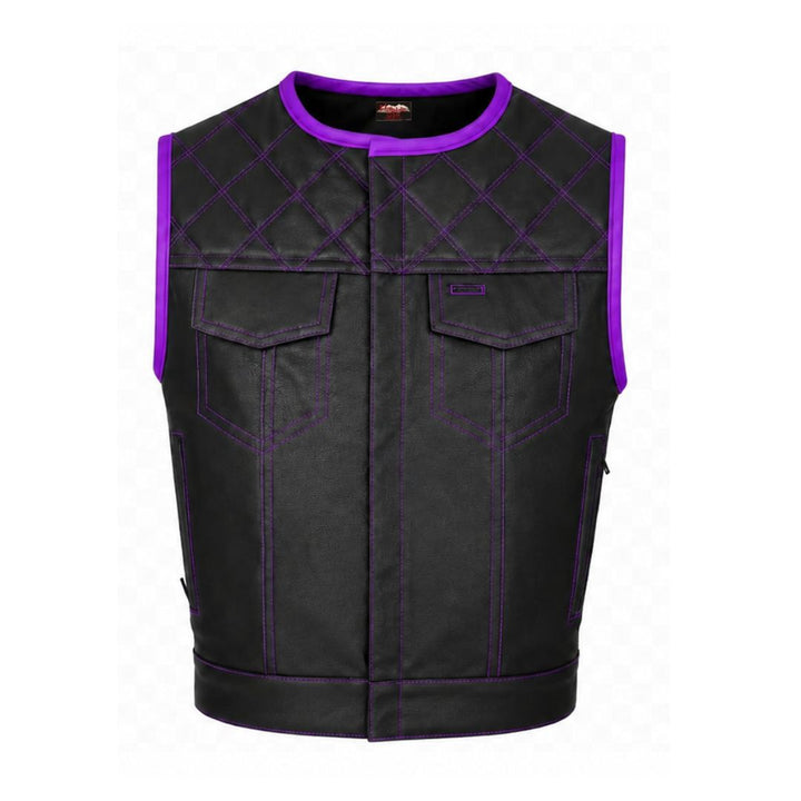 All Leather Double Diamond  Club Vest