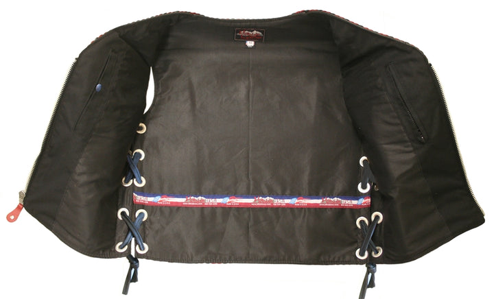 The Elite Motorcycle Leather Vest Braided