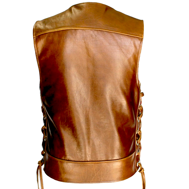 Touring American Bison Brown Leather Vest