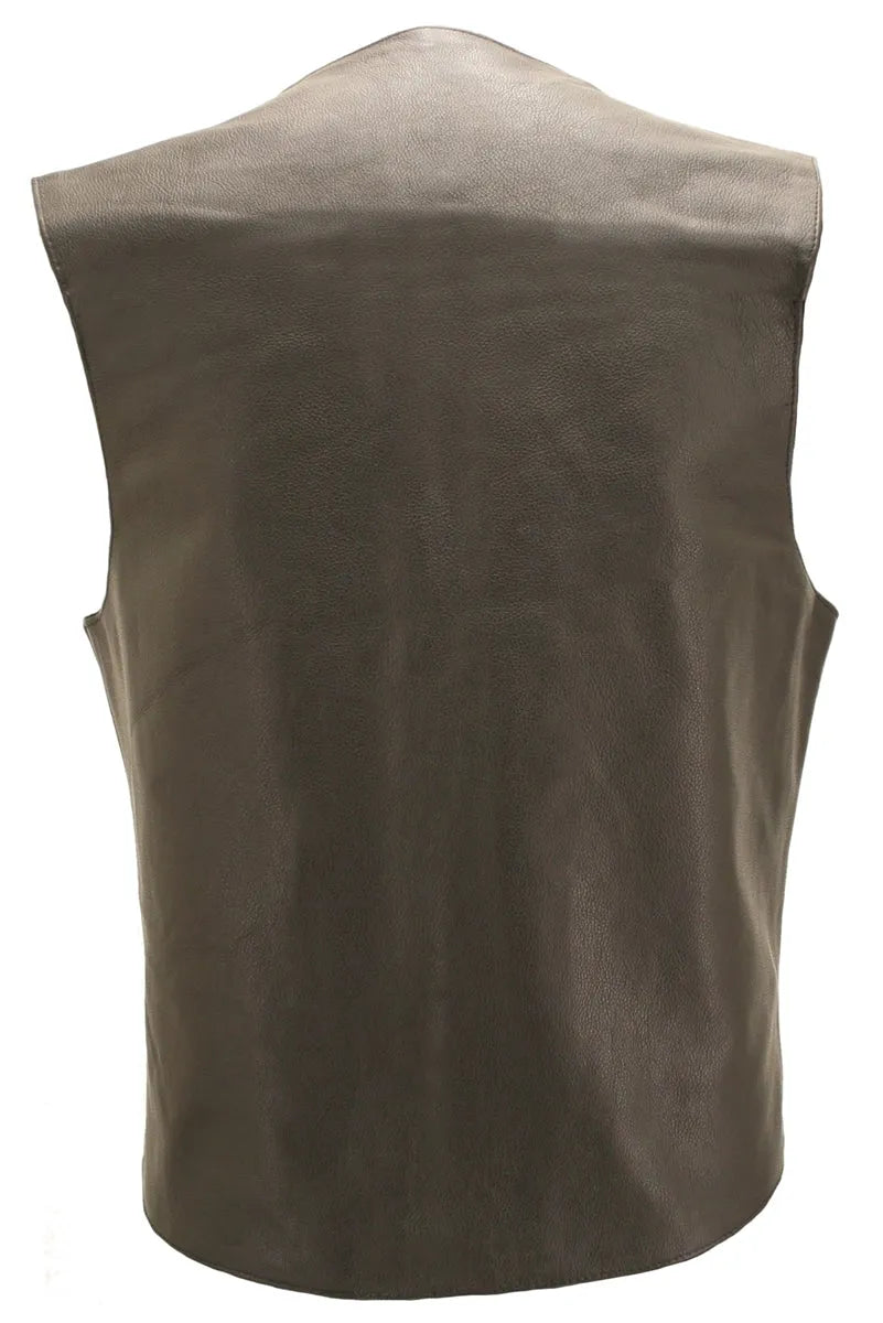 Zippered Lightweight Leather Motorcycle Vest