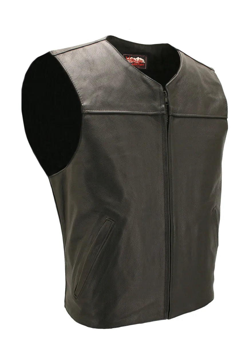 Zippered Lightweight Leather Motorcycle Vest