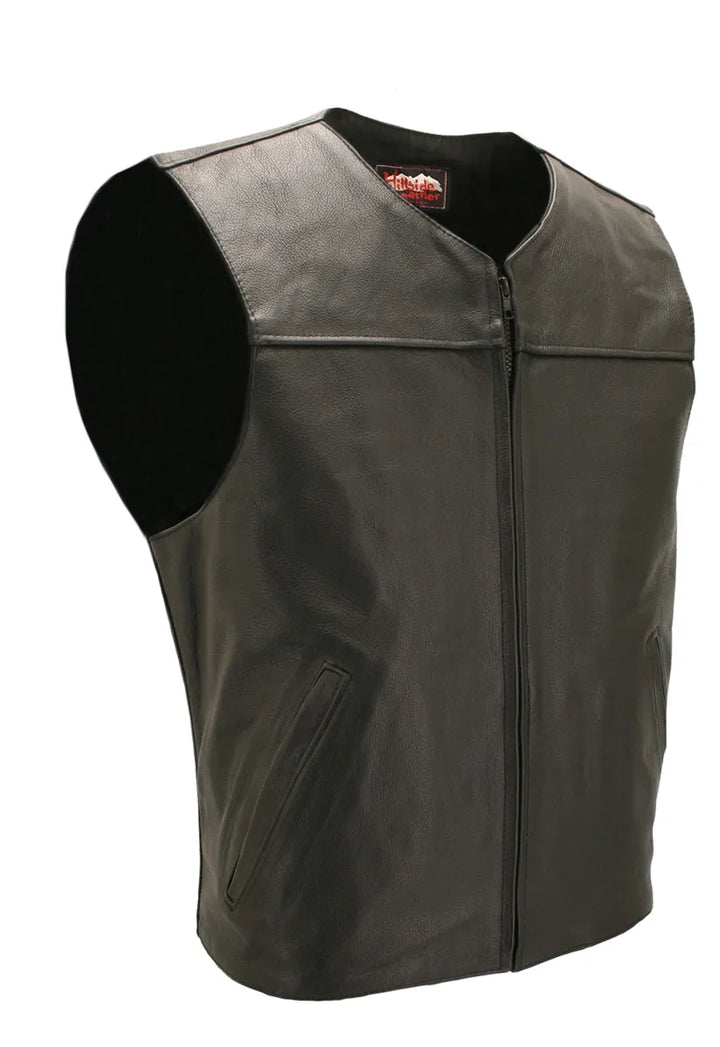 Zippered Lightweight Leather Motorcycle Vest