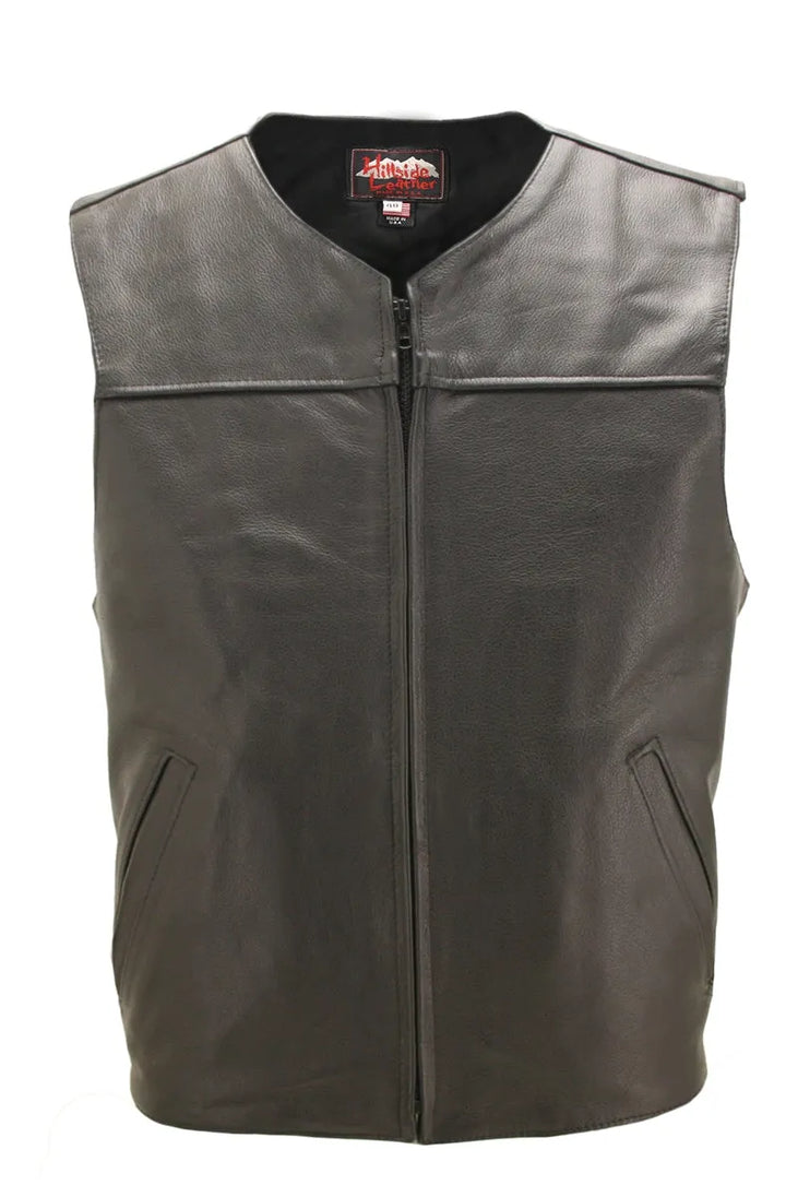 Zippered Lightweight Leather Motorcycle Vest