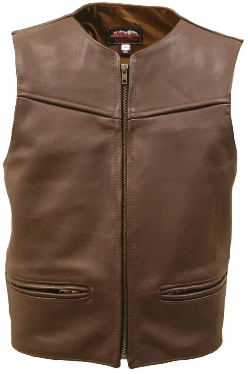 Men's Zipper Racer Leather Vest