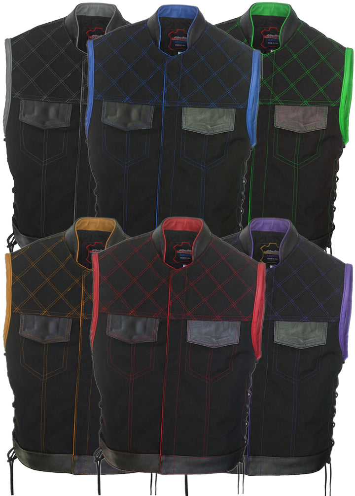 Double Stitch Diamond Biker Vest  Water Resistant Military Grade Fabric (Cordura)