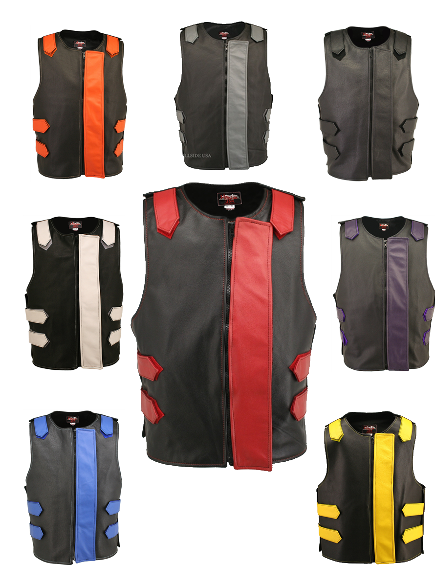 Removable Flap Tactical Leather Vest Black (Custom-Made)