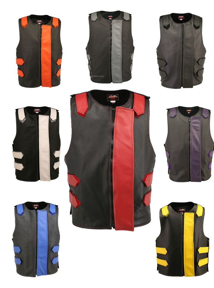 Removable Flap Tactical Leather Vest Black (Custom-Made)