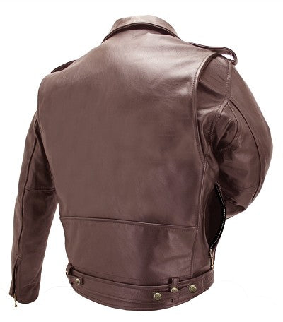 Mens Brown D Pocket Horsehide Motorcycle Jacket