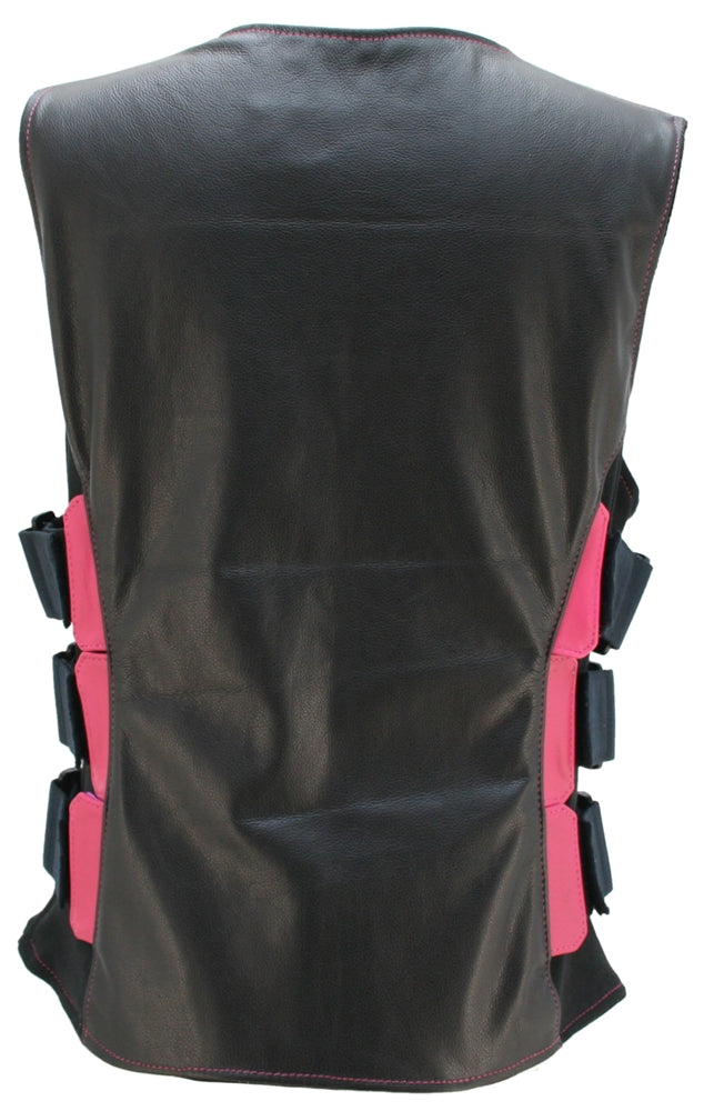 Women's Two Tone Interceptor Black/Hot Pink Leather Vest