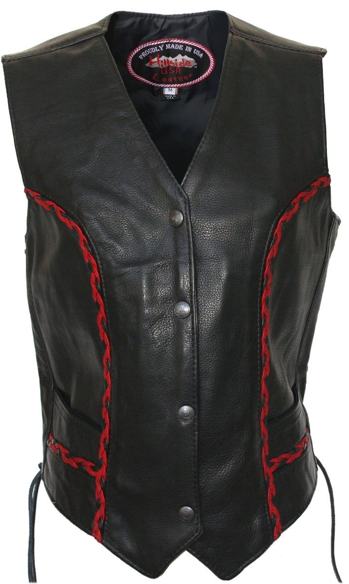 Women's Braided Vest (Black / Red)