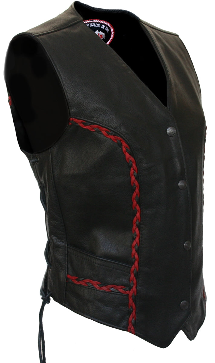 Women's Braided Vest (Black / Red)