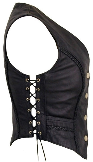 Women's Braided Leather Vest