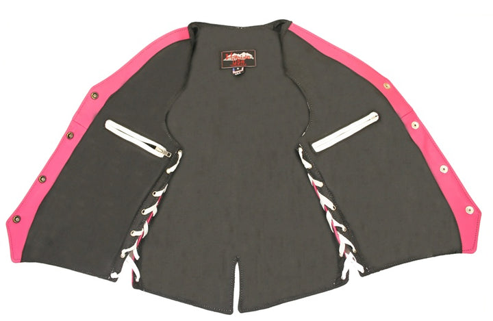 Women's Hot Pink/White Leather Vest