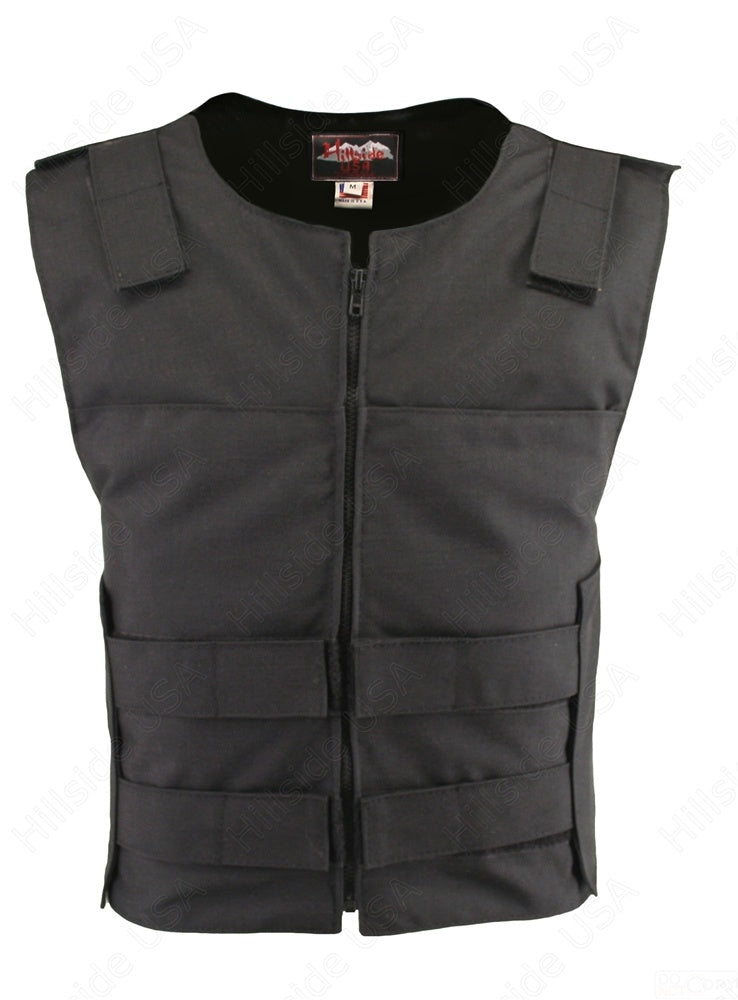Men's Cordura Zippered Tactical Style Vest/Black (Custom-Made)