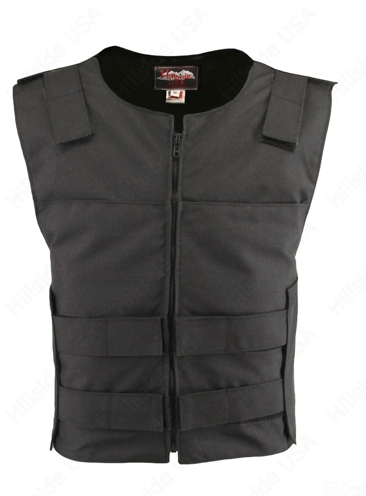 Men's Cordura Zippered Tactical Style Vest/Black (Custom-Made)