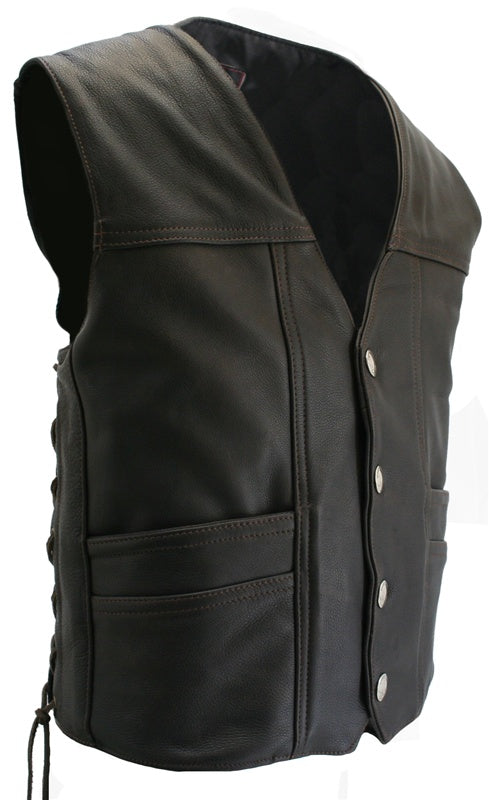 Distressed Brown Cruiser Leather Vest