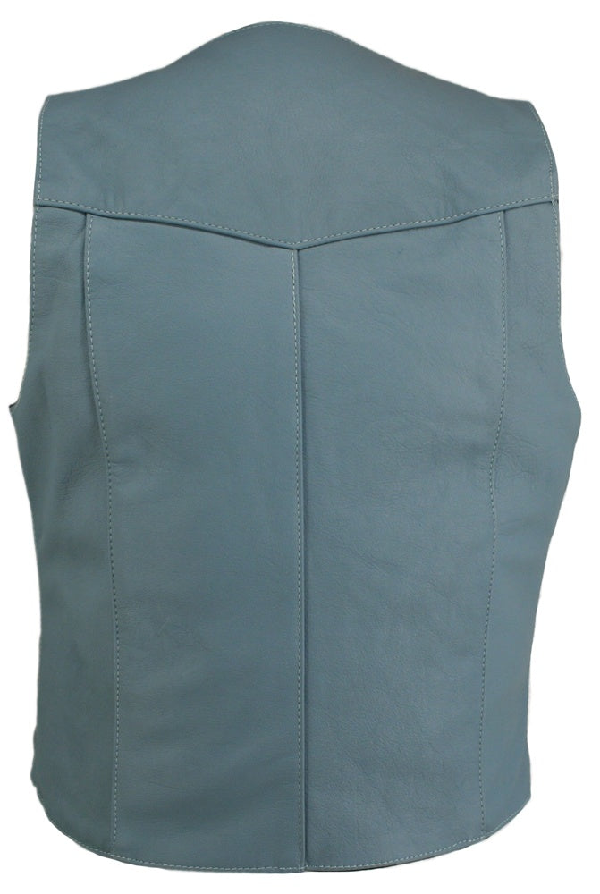Men's Basic Motorcycle Vest Light Blue