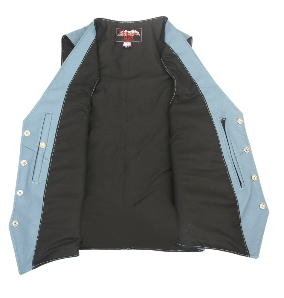 Men's Basic Motorcycle Vest Light Blue