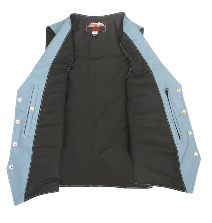 Men's Basic Motorcycle Vest Light Blue