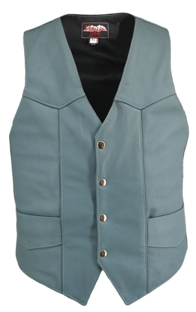 Men's Basic Motorcycle Vest Light Blue