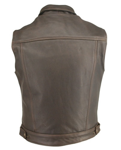 Men's Denim Style Vest Distressed Brown