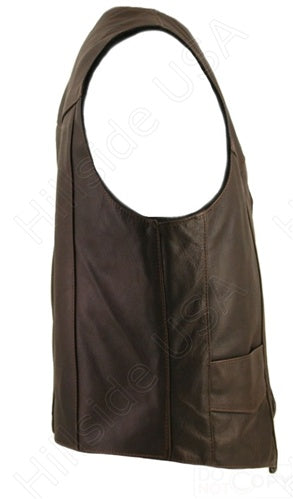 Men's Distressed Brown Classic Biker Vest