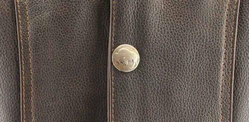 Men's Distressed Brown Genuine Cowhide Nickel Vest