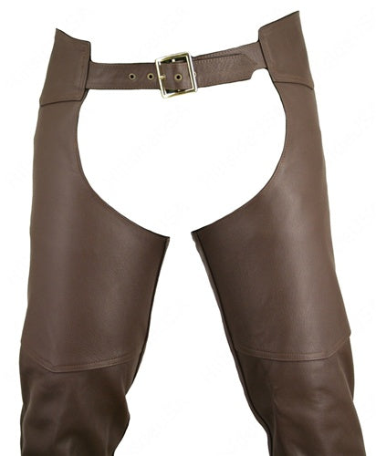 Men's Double Stitched Brown Leather Chaps