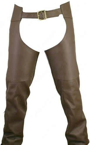 Men's Double Stitched Brown Leather Chaps