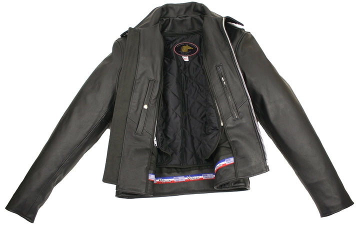 Men's Horsehide Racer Jacket Snap Down Collar