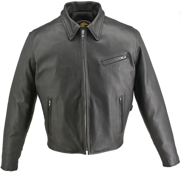 Men's Horsehide Racer Jacket Snap Down Collar