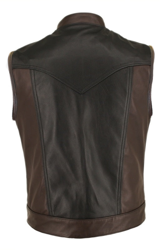 Men's Horsehide Stand up Collar / Two Tone Vest