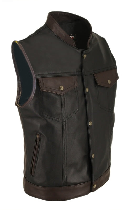 Men's Horsehide Stand up Collar / Two Tone Vest