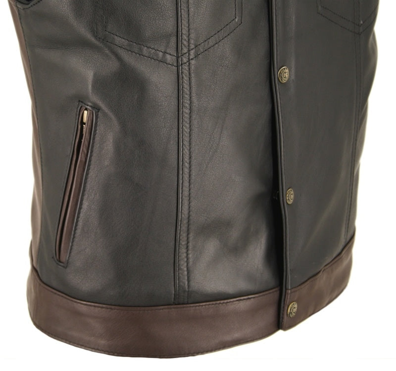 Men's Horsehide Stand up Collar / Two Tone Vest