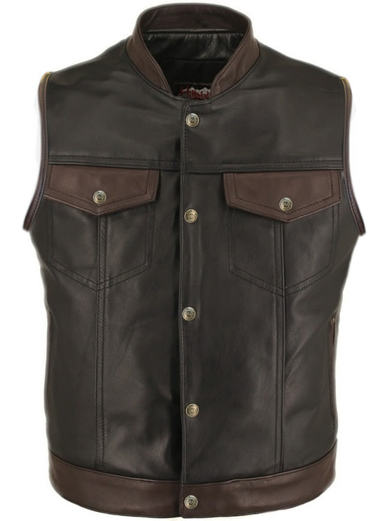 Men's Horsehide Stand up Collar / Two Tone Vest