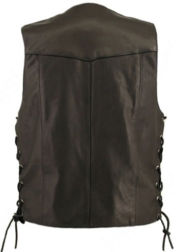 Men's Laced Side Classic Biker Vest with Gun Pockets