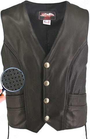 Men's Semi-Perforated Biker Vest