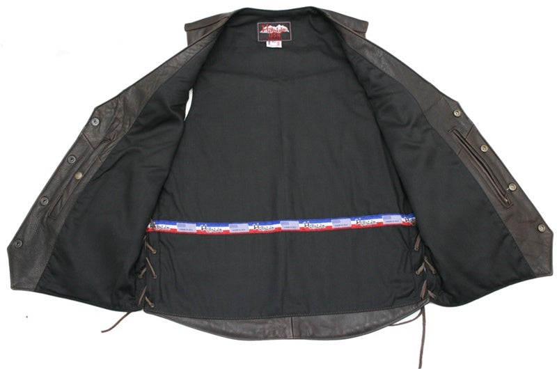 Men's Solid Back Distressed Brown Vest