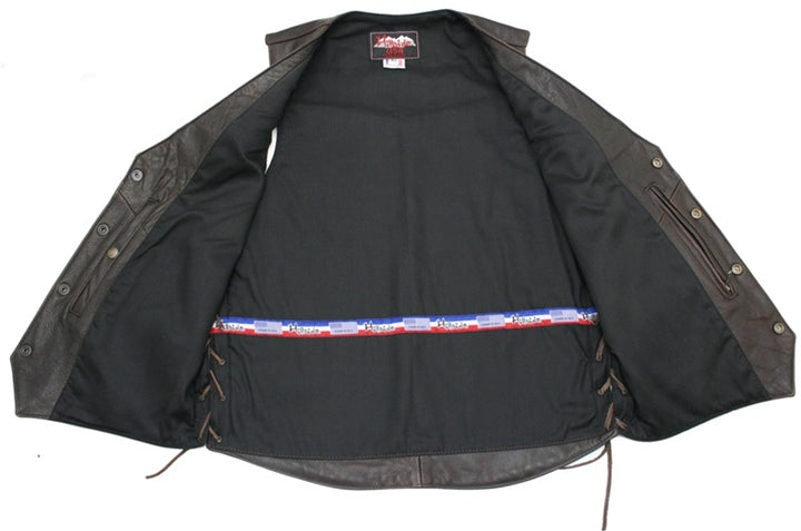 Men's Solid Back Distressed Brown Vest