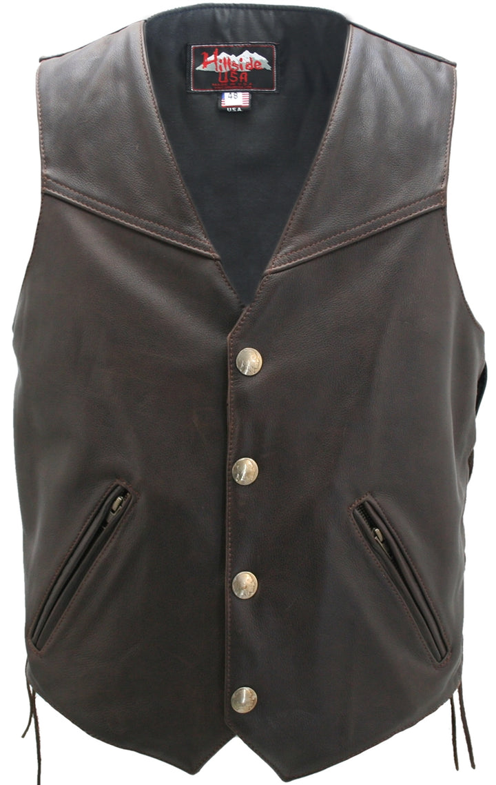 Men's Solid Back Distressed Brown Vest