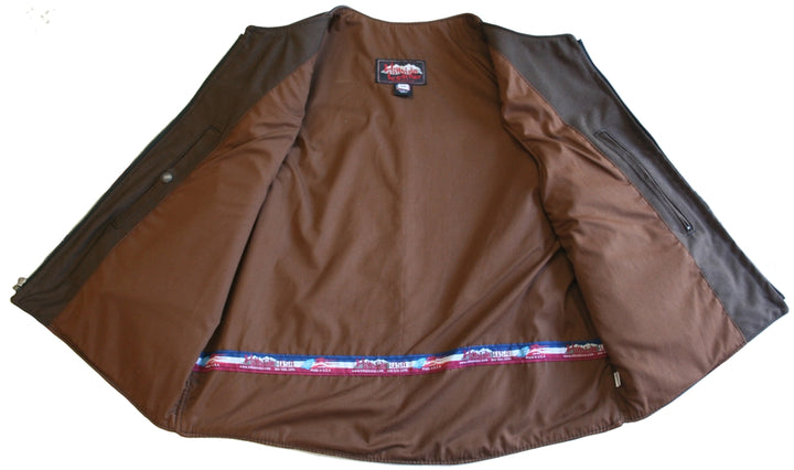 Men's Zipper Racer Leather Vest Brown