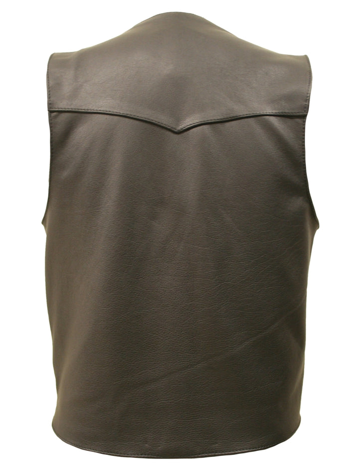 Men's Western Style Black American Bison Leather Vest