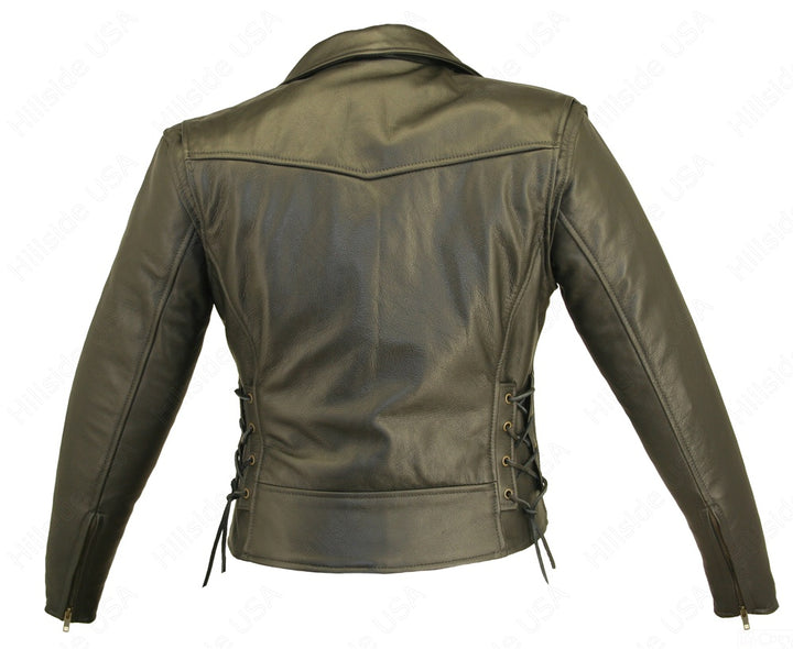 Women's Beltless Biker Leather Jacket